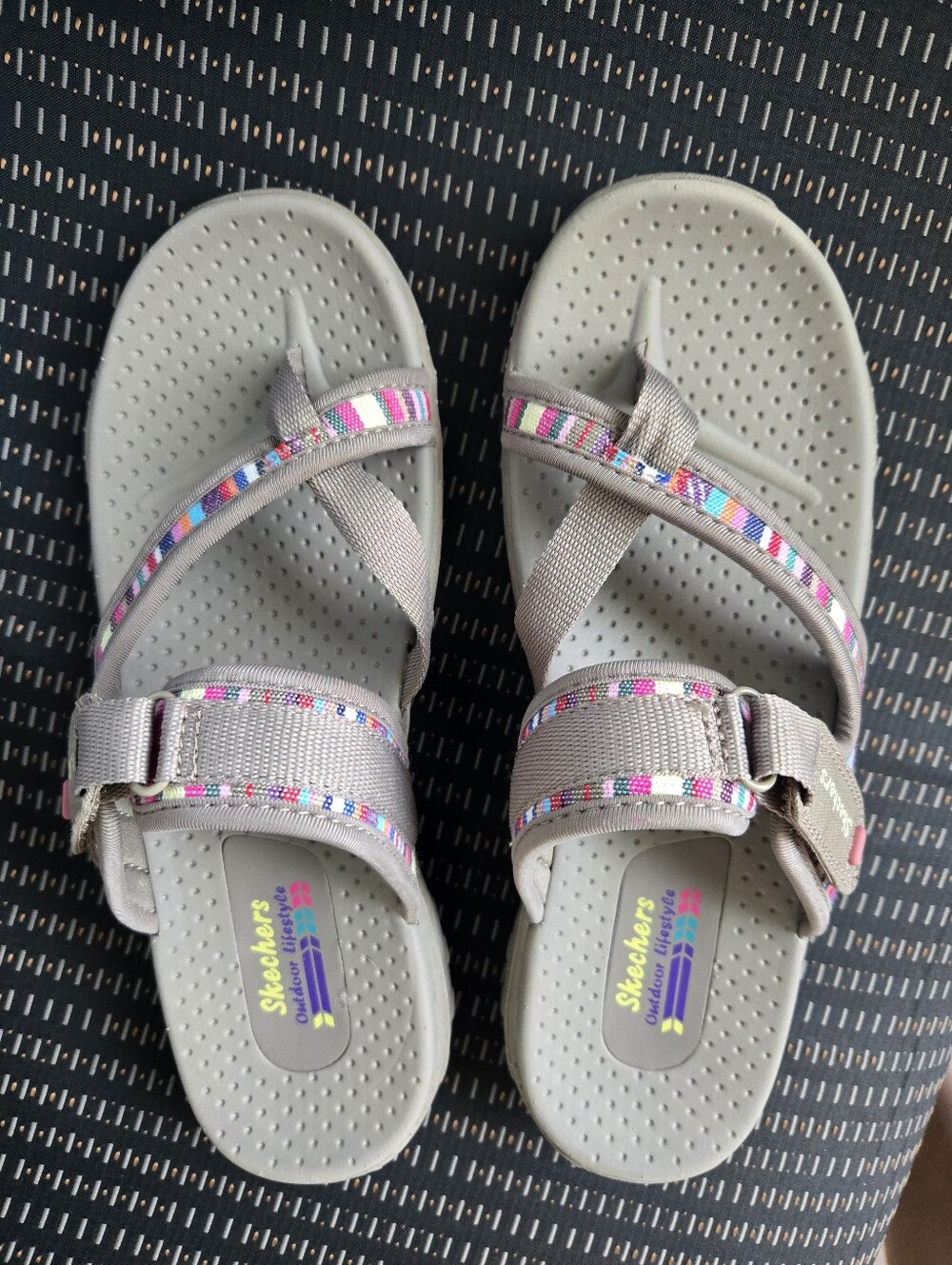Skechers Gray Strappy Sandals with Pink & Blue Accent - Picture 5 of 5